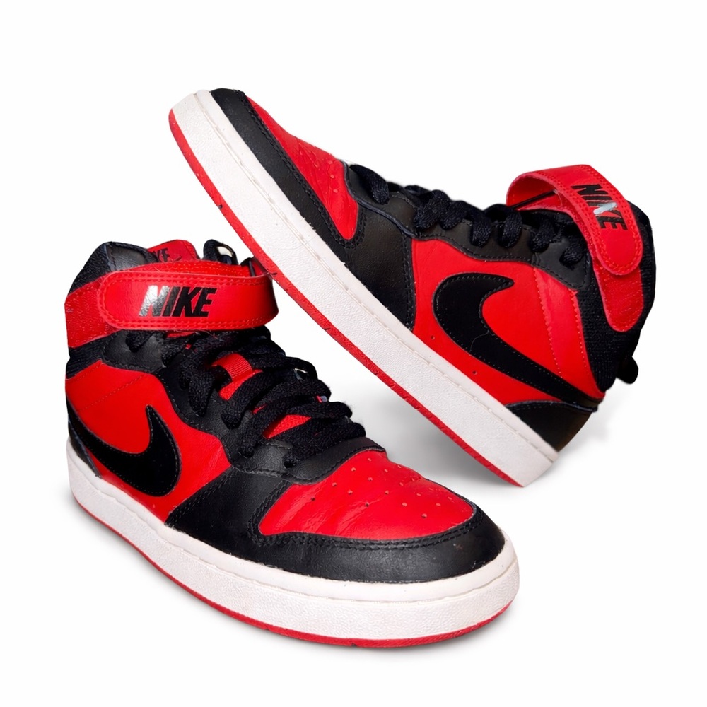 Nike Court Borough Mid 2 – Red & Black High-Top Sneakers (Youth 5.5Y)
